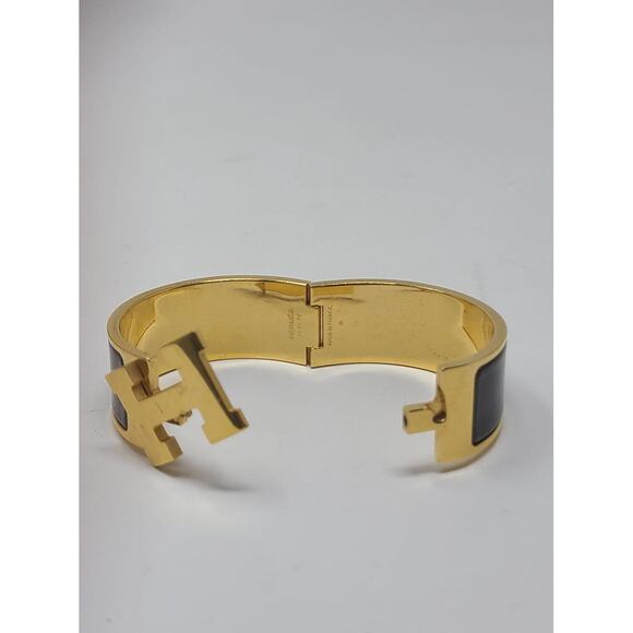 Hermès Black Enamel 18k Gold Plated Clic Clac H bracelet - Picture 7 of 10